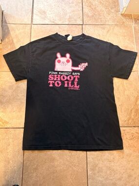 Gorillaz - Black Graphic Tee with Pink Rabbit 'Shoot to Ill'